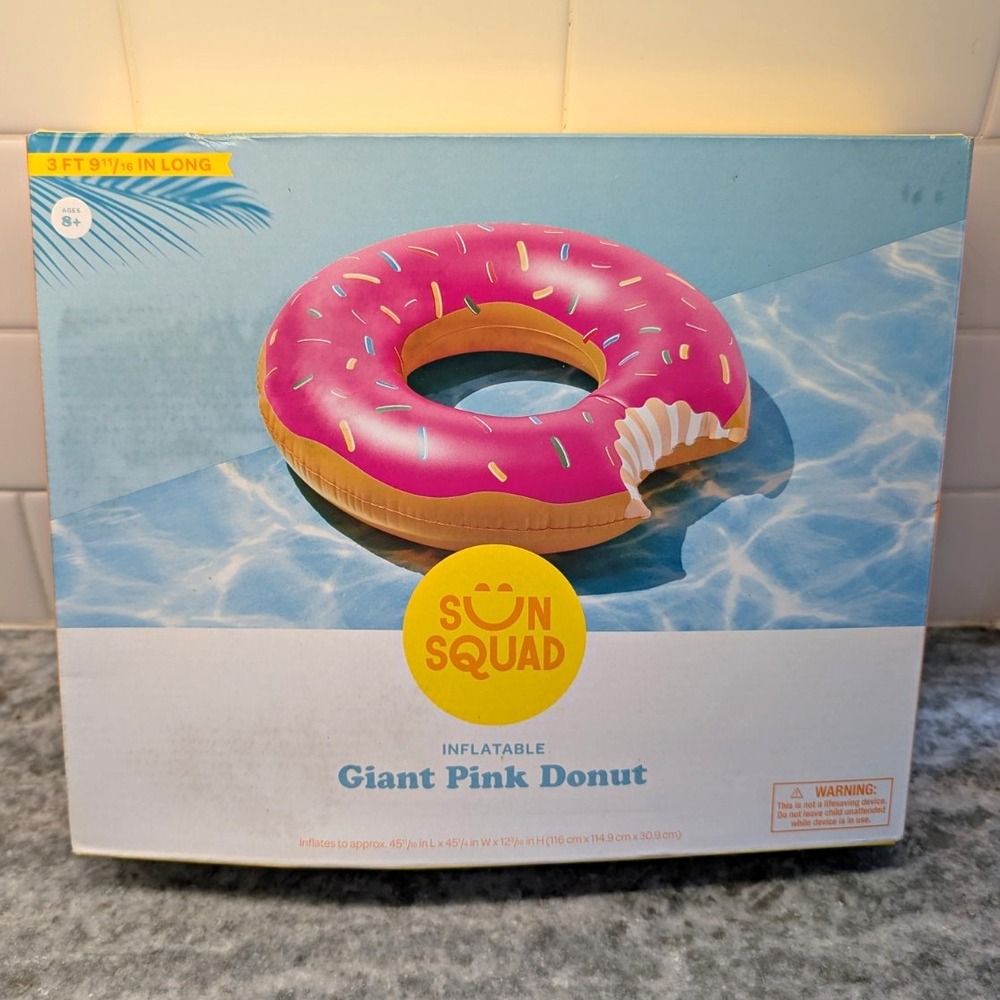 Sun Squad Giant Pink Donut Inflatable Pool Float 46" Target Swimming Ring